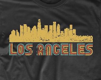 Chemise Los Angeles pour homme - T-shirt style rétro vintage Los Angeles California Skyline