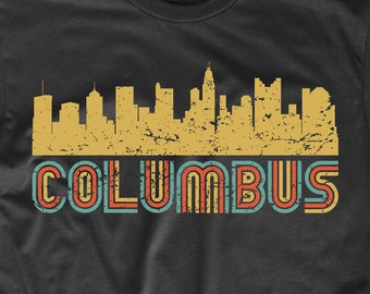 Camiseta de hombre estilo Columbus - Camiseta retro vintage con el horizonte de Columbus, Ohio