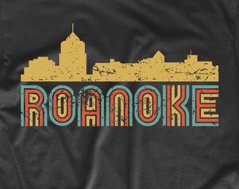Herren Roanoke Shirt - Retro Vintage Style Roanoke Virginia Skyline T-Shirt