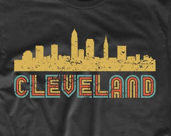 Men's Cleveland Shirt Retro Vintage Style Cleveland Ohio Skyline