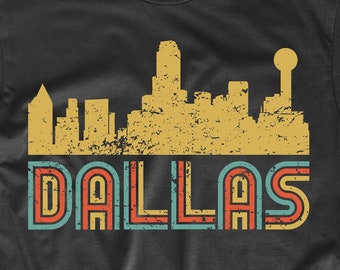 Camiseta Dallas para hombre - Camiseta retro vintage con el horizonte de Dallas, Texas