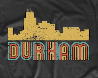 Durham-shirt heren - retro vintage stijl Durham North Carolina Skyline-T-shirt
