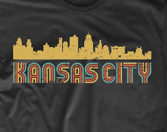 Men's Kansas City Shirt - Retro Vintage Style Kansas City Missouri Skyline T-Shirt