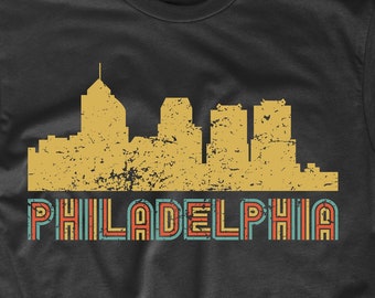 Men's Philadelphia Shirt - Retro Vintage Style Philadelphia Pennsylvania Skyline T-Shirt