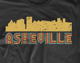 Men's Asheville Shirt - Retro Vintage Style Asheville North Carolina Skyline T-Shirt