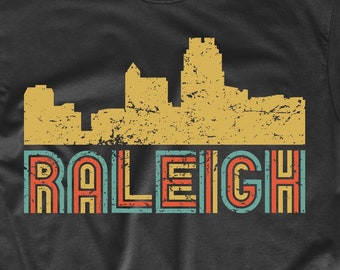 Men's Raleigh Shirt - Retro 1970's Style Raleigh North Carolina Skyline T-Shirt