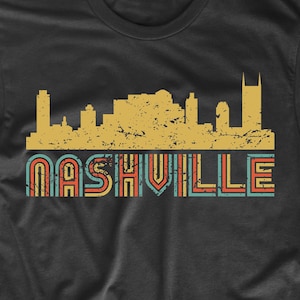 Men&#39;s Nashville Shirt - Retro Style Nashville Tennessee Skyline T-Shirt