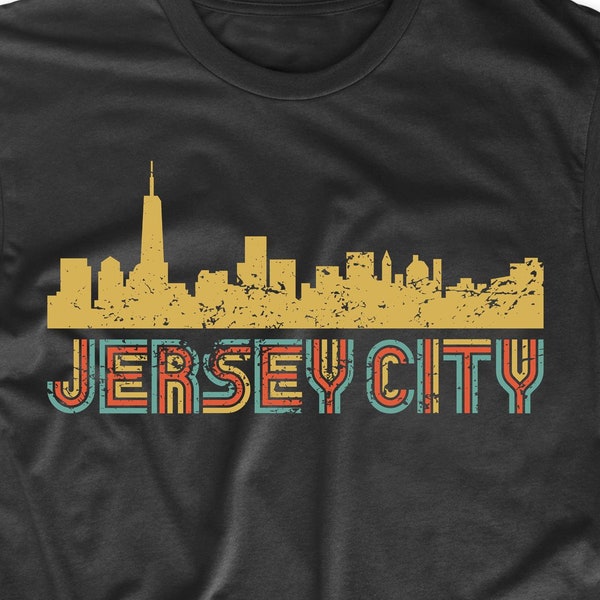 Men's Jersey City Shirt - Retro Vintage Style Jersey City New Jersey Skyline T-Shirt