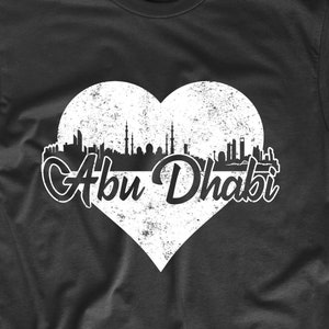Men&#39;s Abu Dhabi Shirt - Retro Abu Dhabi United Arab Emirates Skyline Heart T-Shirt
