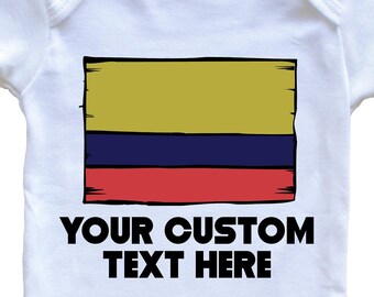 Colombian Flag Custom Text Personalized   Baby Bodysuit - Colombia Flag Baby Bodysuit