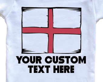 English Flag Custom Text Personalized   Baby Bodysuit - England Flag Baby Bodysuit