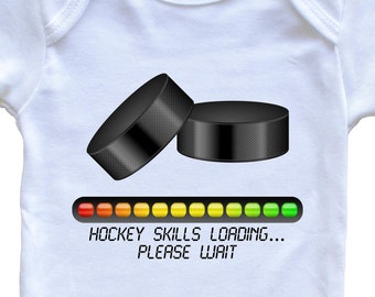 Hockey   Baby Bodysuit - Hockey Skills Loading Please Wait Funny Baby One Piece Bodysuit