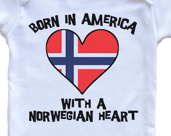 Geboren in Amerika mit einem norwegischen Herz Babybody Norwegen-Flagge Babybody