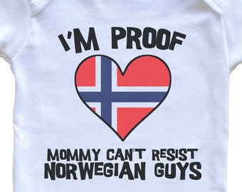 Ich bin Beweis Mama kann nicht widerstehen Norweger Jungs Norwegen Flagge Herz Baby Bodysuit - niedlicher einteiliger Babybody