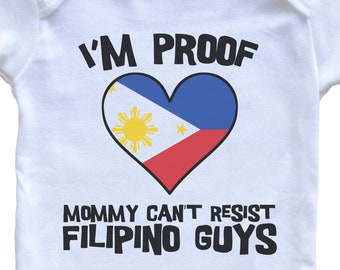 I'm Proof Mommy Can't Resist Filipino Guys Philippines Flag Heart   Baby Bodysuit - Cute One Piece Baby Bodysuit