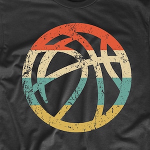 Basketball T-Shirt - Basketball Ball Icon Retro 1970&#39;s Style Basketball Player Shirt