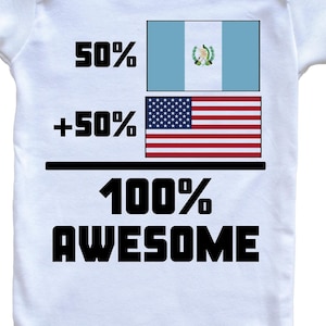 50 Percent Guatemalan 50 Percent American 100% Awesome Funny Flag   Baby Bodysuit - Cute Guatemala Flag Baby Bodysuit