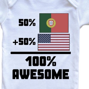50 Prozent Portugiese 50 Prozent Amerikaner 100% fantastischer lustiger Flaggen-Baby-Bodysuit - Süßer Portugal-Flaggen-Baby-Bodysuit