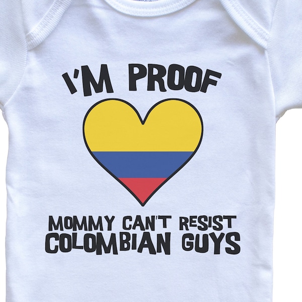 I'm Proof Mommy Can't Resist Colombian Guys Colombia Flag Heart   Baby Bodysuit - Cute One Piece Baby Bodysuit