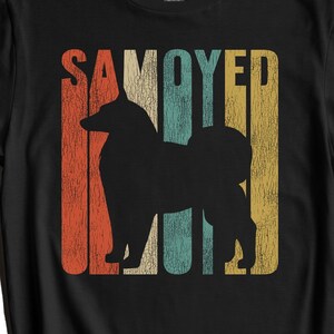 Samoyed Shirt - Retro Samoyed T-Shirt - Gift for Samoyed Owner - 1960's 1970's Vintage Style Dog Silhouette Cracked Worn Distressed Look