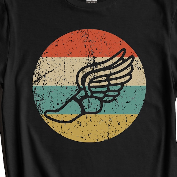Track and Field Shirt - Track Coach Gift - Retro Track T-Shirt - Running Shoe With Wings Icon Shirt