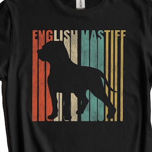 English Mastiff Shirt - Retro English Mastiff T-Shirt - Gift for English Mastiff Owner - Dog Silhouette Cracked Worn Distressed Vintage Look