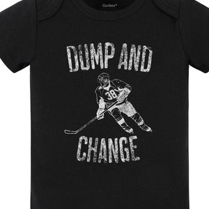 Dump and Change Funny Hockey Baby Bodysuit (Black) - Hockey Gift for Baby