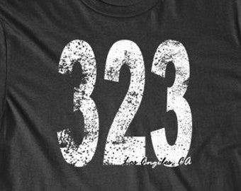 Chemise Los Angeles - T-shirt rétro indicatif régional 323 de Los Angeles - Chemise Los Angeles California - Chemise Los Angeles CA