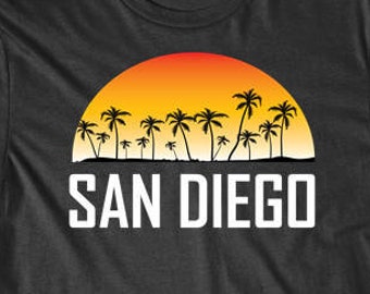 Męska koszulka San Diego California Sunset Palm Trees Beach Vacation - T-shirt San Diego CA