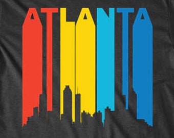 Atlanta Shirt - Retro 1970's Atlanta Georgia Cityscape Downtown Skyline T-Shirt - Mens Atlanta GA Shirt - Atlanta Georgia Shirt