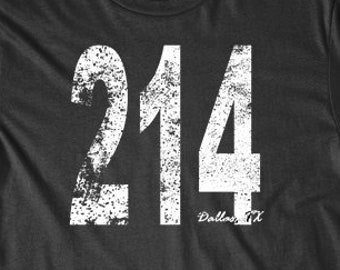 Camiseta de Dallas - Camiseta retro de estilo vintage con código de área de Dallas 214 - Camiseta de Dallas, Texas - Camiseta de Dallas, TX