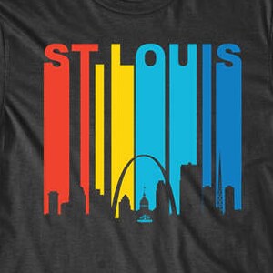 Men&#39;s St. Louis Shirt - Retro 1970&#39;s Style St. Louis Missouri Downtown Skyline T-Shirt - Saint Louis MO Shirt - Saint Louis Missouri Shirt