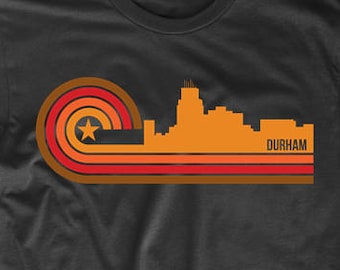 Shirt Durham - retrostijl Durham North Carolina Skyline T-shirt - Durham NC-shirt heren
