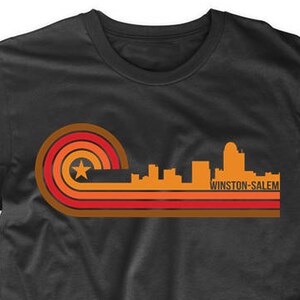 Winston-Salem Shirt - Retro Style Winston-Salem North Carolina Skyline T-Shirt - Men&#39;s Winston Salem NC Shirt