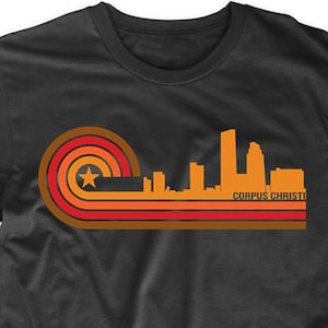 Corpus Christi Shirt - Retro Style Corpus Christi Texas Skyline T-Shirt - Men&#39;s Corpus Christi TX Shirt