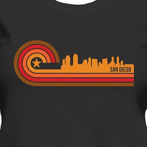 Women's San Diego Shirt - Retro Style San Diego California Skyline Women's T-Shirt by Really Awesome Shirts