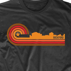 Men&#39;s Rockford Shirt Retro Style Rockford Illinois Skyline T-Shirt - Rockford IL Shirt - Rockford Illinois Shirt