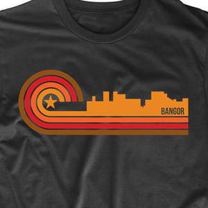 Retro Style Bangor Maine Skyline T-Shirt - Men&#39;s Bangor Shirt - Bangor ME Shirt