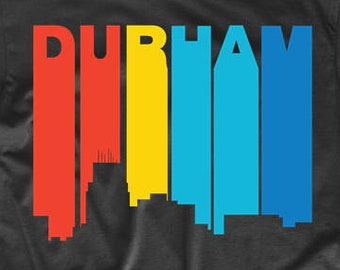 Durham-shirt heren - retro Durham North Carolina Skyline-T-shirt jaren 70 - Durham NC-shirt