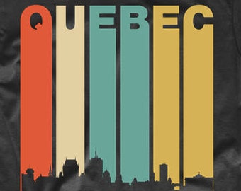 Quebec Shirt For Men - Vintage Retro 1970's Style Quebec Canada Cityscape Downtown Skyline T-Shirt - Men's Quebec Shirt