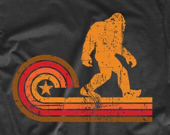Men's Bigfoot Shirt - Retro Style Sasquatch Silhouette T-Shirt