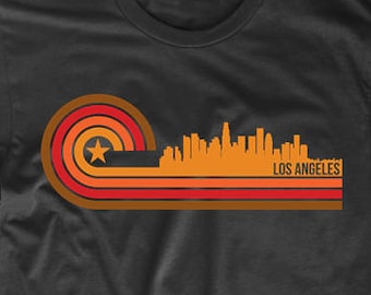 Chemise Los Angeles pour homme - T-shirt style rétro Los Angeles California Skyline - Chemise Los Angeles CA
