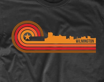 Men's Wilmington Shirt - Retro Style Wilmington North Carolina Skyline T-Shirt - Wilmington NC Shirt