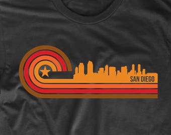 Męska koszula San Diego - Koszulka w stylu retro San Diego California Skyline - Koszulka San Diego CA