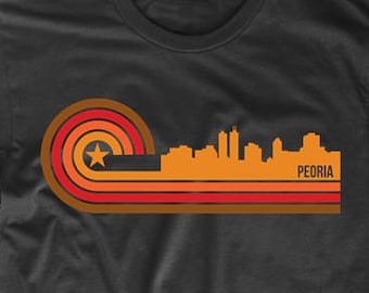 Mens Peoria Shirt - Retro Style Peoria Illinois Skyline T-Shirt - Peoria IL Shirt - Peoria Illinois Shirt