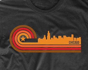 Retro-Stil Chicago Chicago Skyline T-Shirt - Herren Chicago Shirt - Chicago IL Shirt