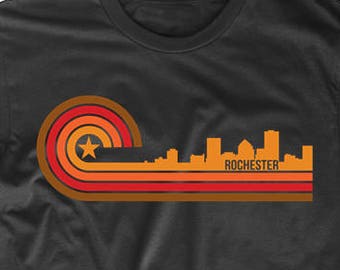 Men's Rochester Shirt - Retro Style Rochester New York Skyline T-Shirt - Rochester NY Shirt