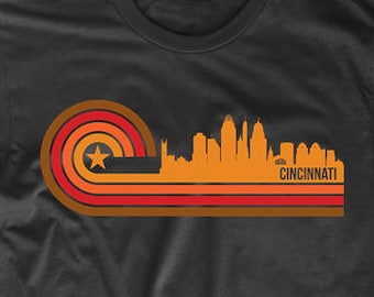 Cincinnati Shirt - Retro Style Cincinnati Ohio Skyline T-Shirt - Men's Cincinnati Shirt - Cincinnati OH Shirt