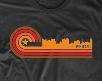 Portland Maine Shirt - Retro Style Portland Maine Skyline T-Shirt - Men's Portland ME Shirt