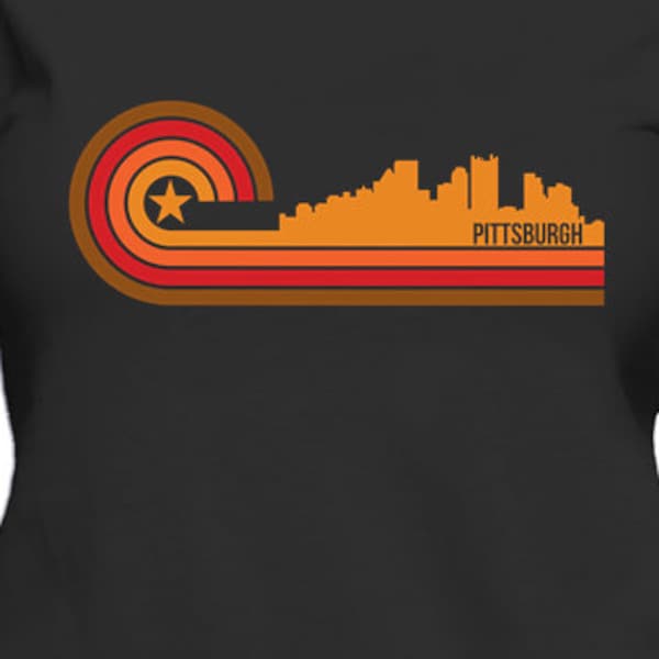 Women's Pittsburgh Shirt - Retro Style Pittsburgh Pennsylvania Skyline Women's T-Shirt by Really Awesome Shirts